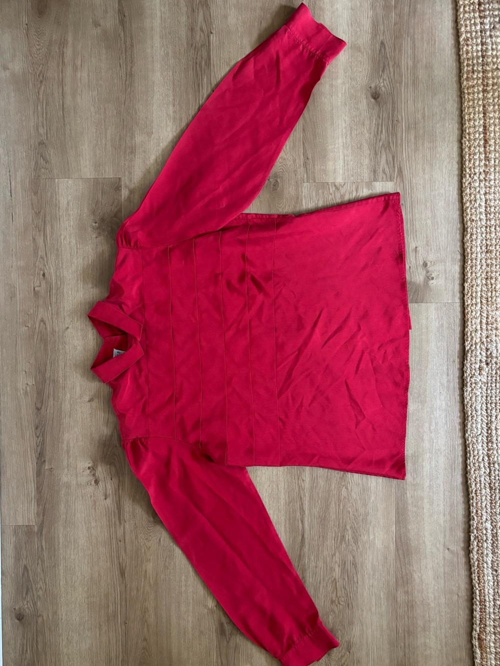 Vintage Silk Long-Sleeve Blouse Women’s 14 Red Collared Nordstrom - Picture 7 of 8
